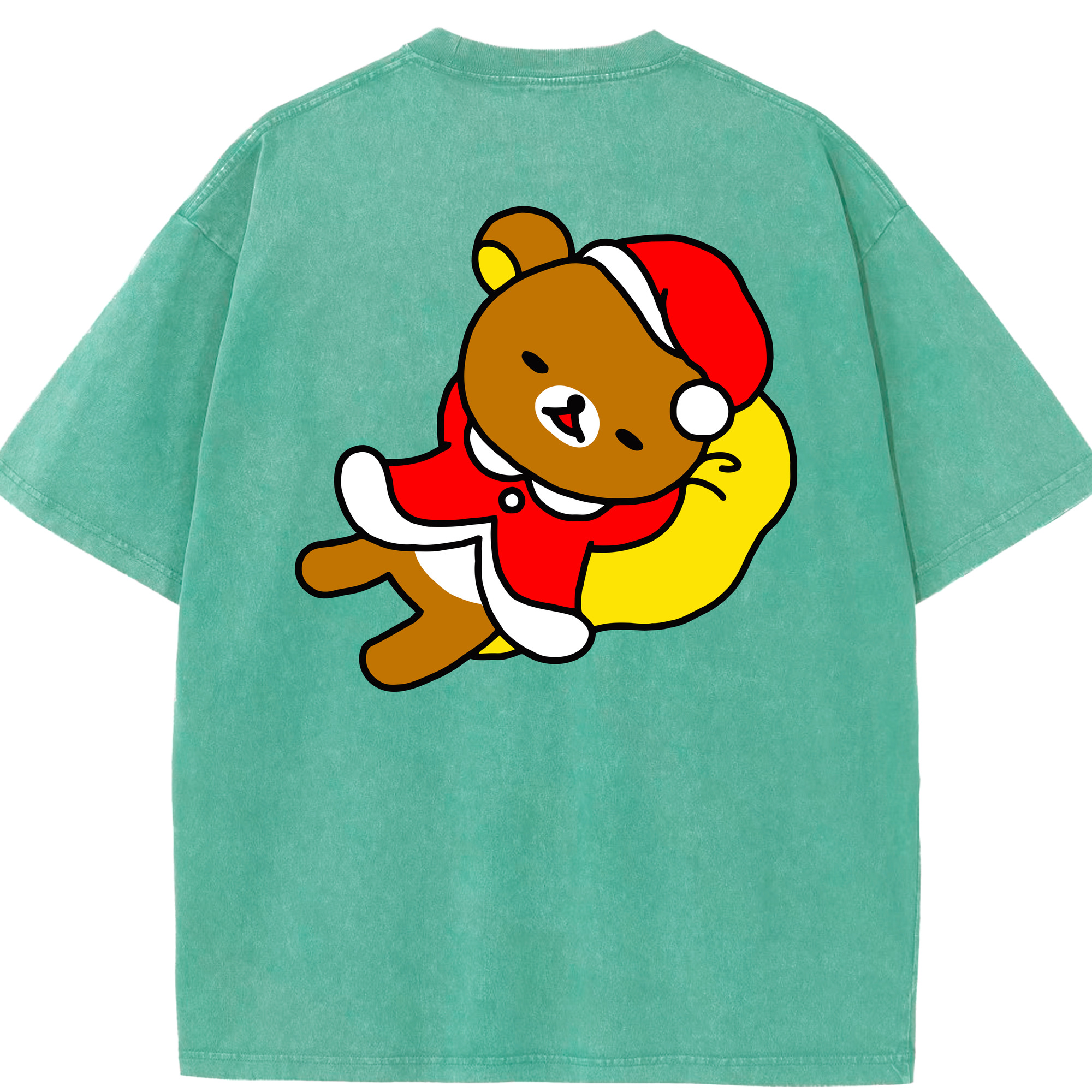 （画像用） リラックマ リラックマ キイロイトリ Rilakkuma Korilakkuma Kiiroitori 綿100% ヴィンテージ風 半袖Tシャツ（背面プリント）